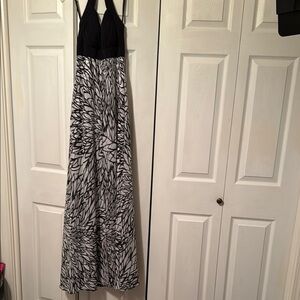 Betsy & Adam Black and White Patterned Maxi Dress